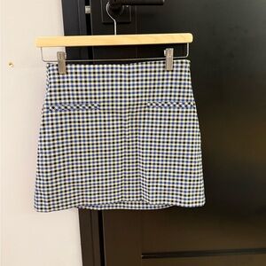 Zara Blue and Yellow Checkered Mini Skirt